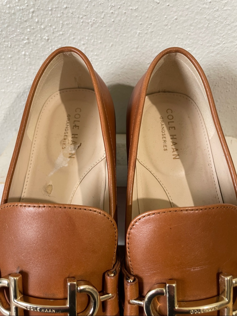 Leather Horsebit Loafers Cognac Brown Slip On Equestrian 8B Timeless Cole Hann - Picture 5 of 10